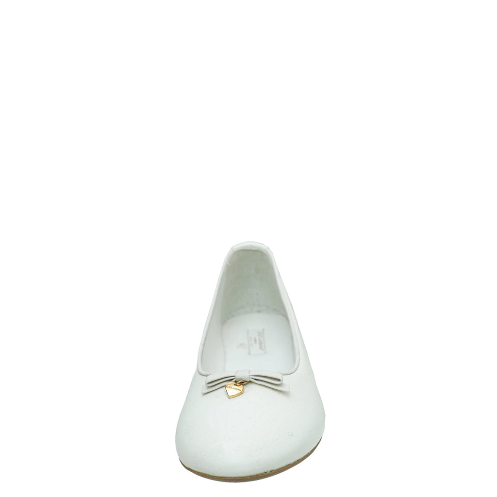 Dolce & Gabbana White Bow Heart Ballerina 38