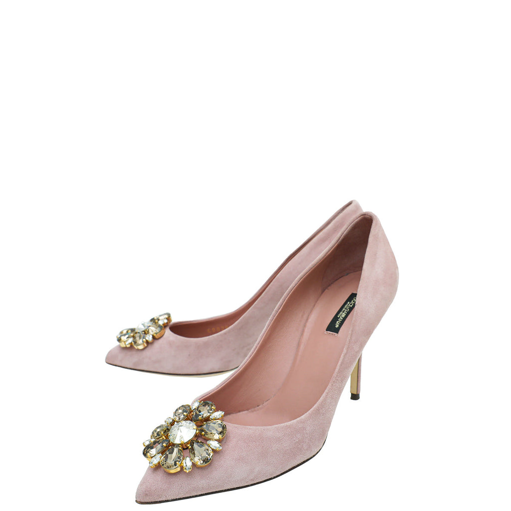 Dolce & Gabbana Soft Pink Suede Bellucci Pumps 39.5
