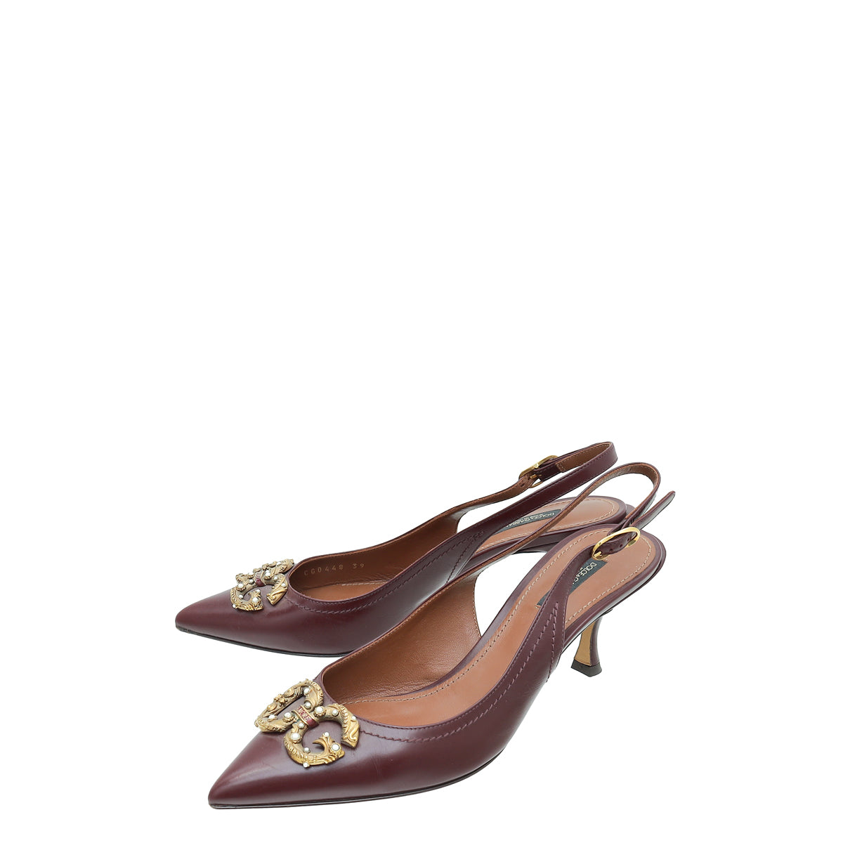 Dolce & Gabbana Burgundy DG Amore Slingback Pump 39