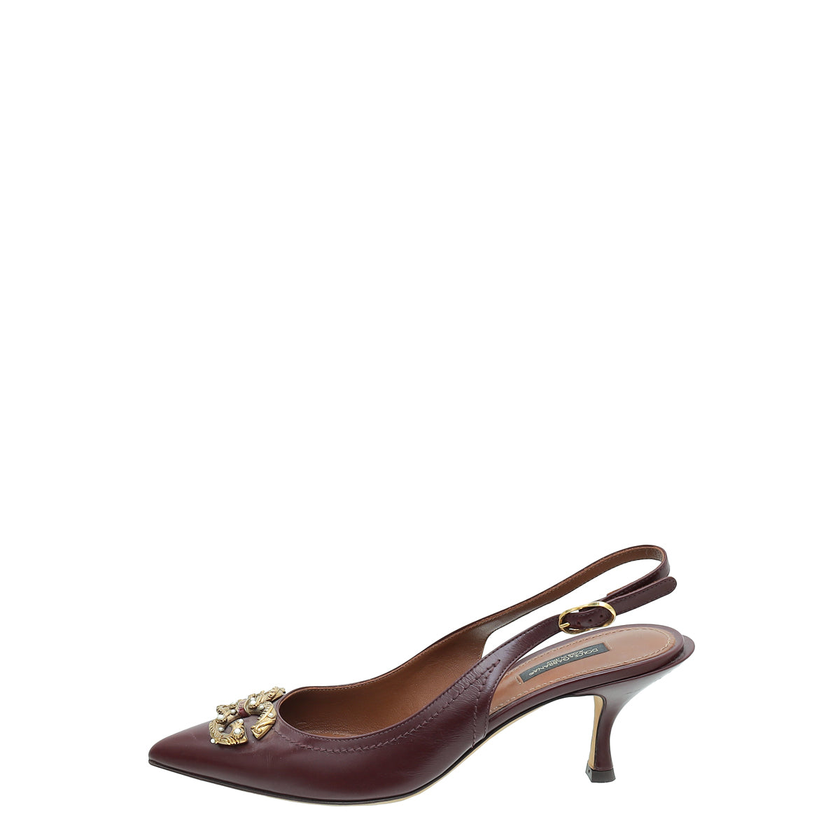 Dolce & Gabbana Burgundy DG Amore Slingback Pump 39