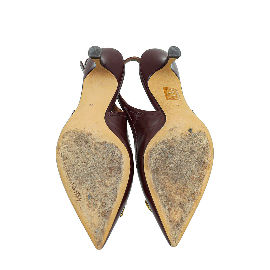 Dolce & Gabbana Burgundy DG Amore Slingback Pump 39