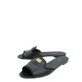 Dolce & Gabbana Black Lizard Embossed Flat Sandals 39