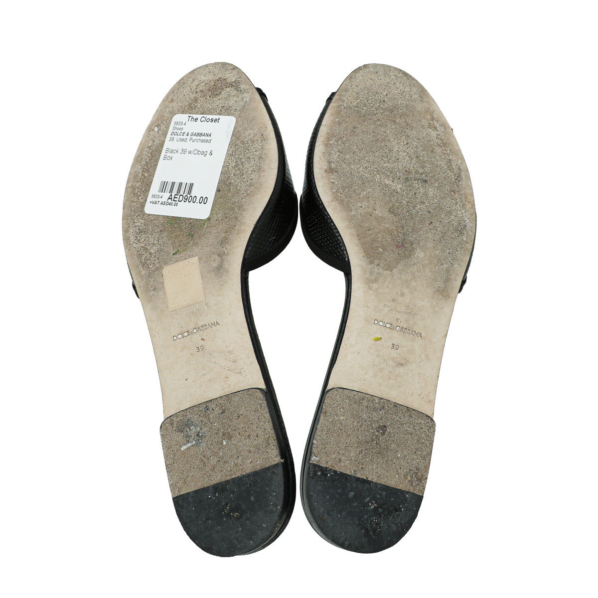 Dolce & Gabbana Black Lizard Embossed Flat Sandals 39