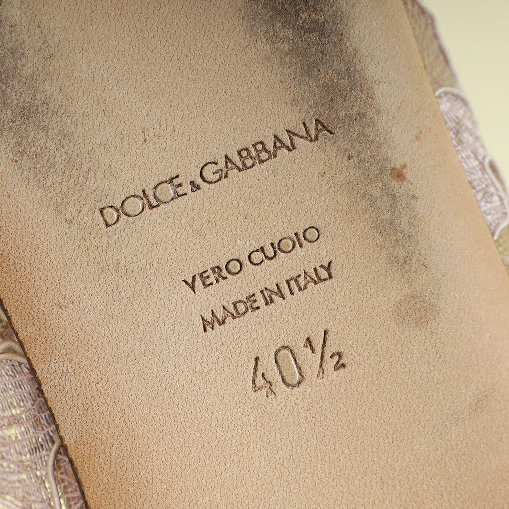 Dolce & Gabbana Lilac Bellucci Crystal Embellished Lace Flat Ballerina 40.5