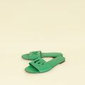 Dolce & Gabbana Green DG Logo Cutout Flat Sandals 40