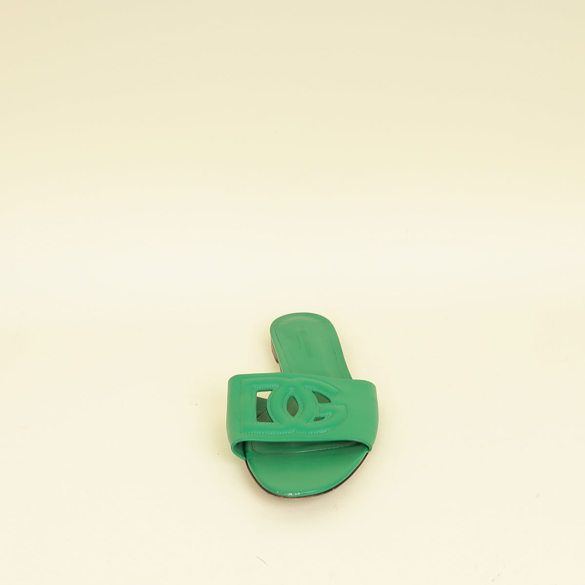 Dolce & Gabbana Green DG Logo Cutout Flat Sandals 40