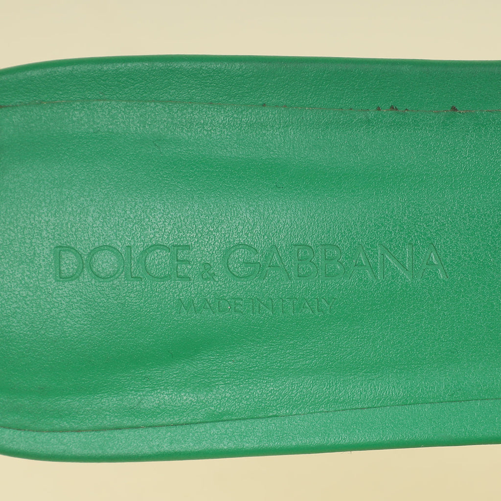 Dolce & Gabbana Green DG Logo Cutout Flat Sandals 40