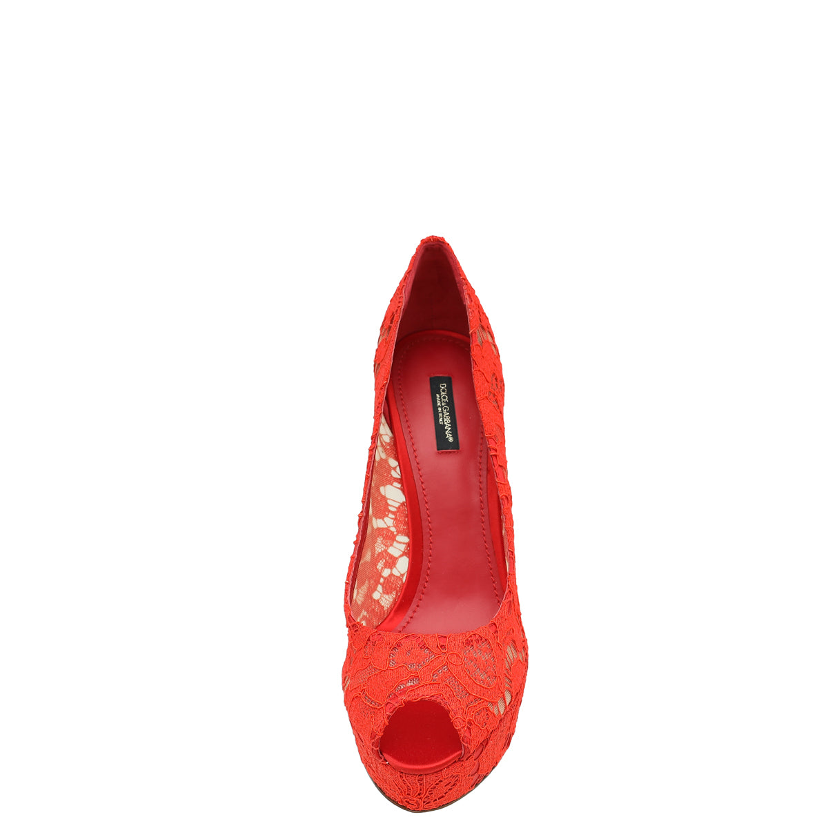 Dolce & Gabbana Red Lace Platform Peep Tote Pumps 41