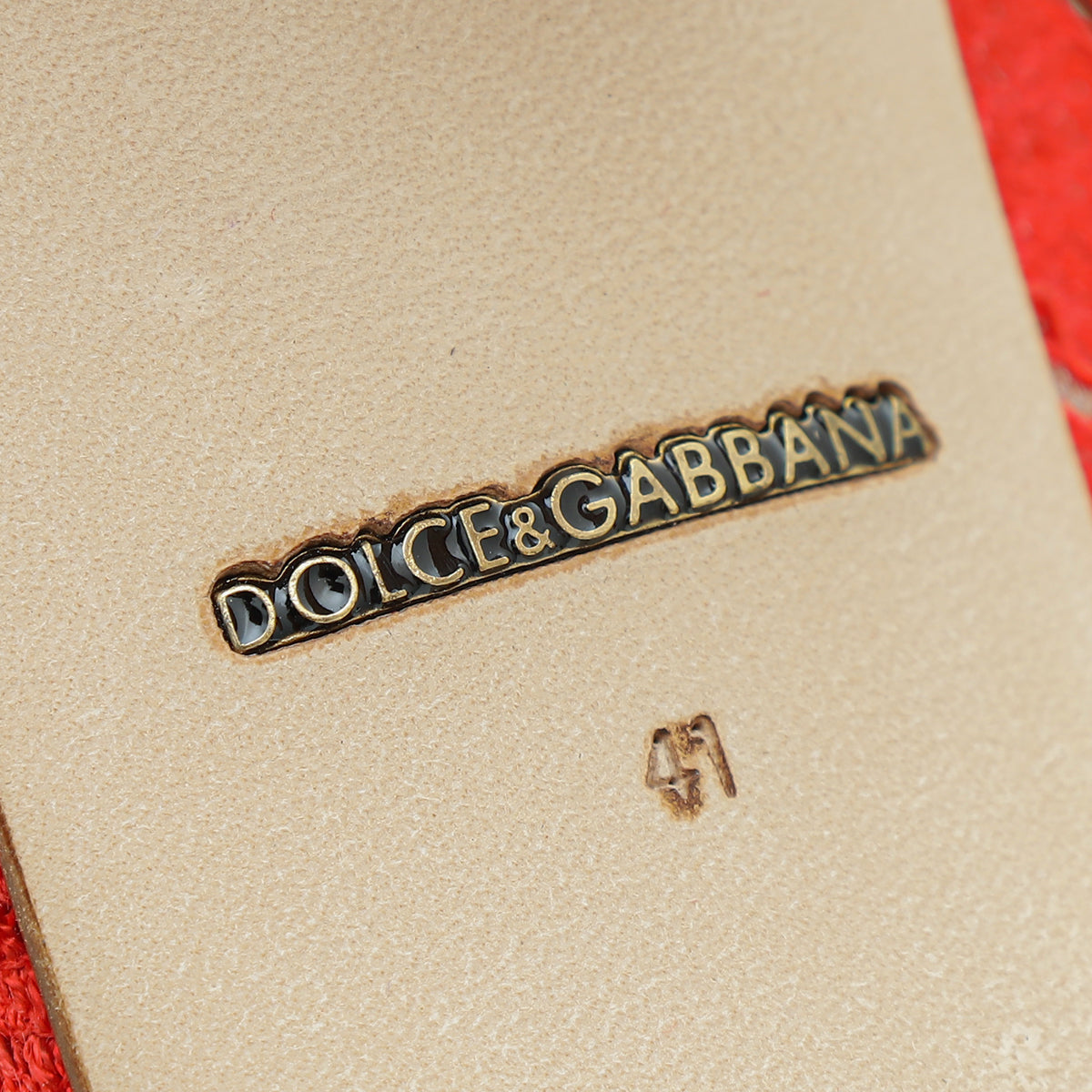 Dolce & Gabbana Red Lace Platform Peep Tote Pumps 41