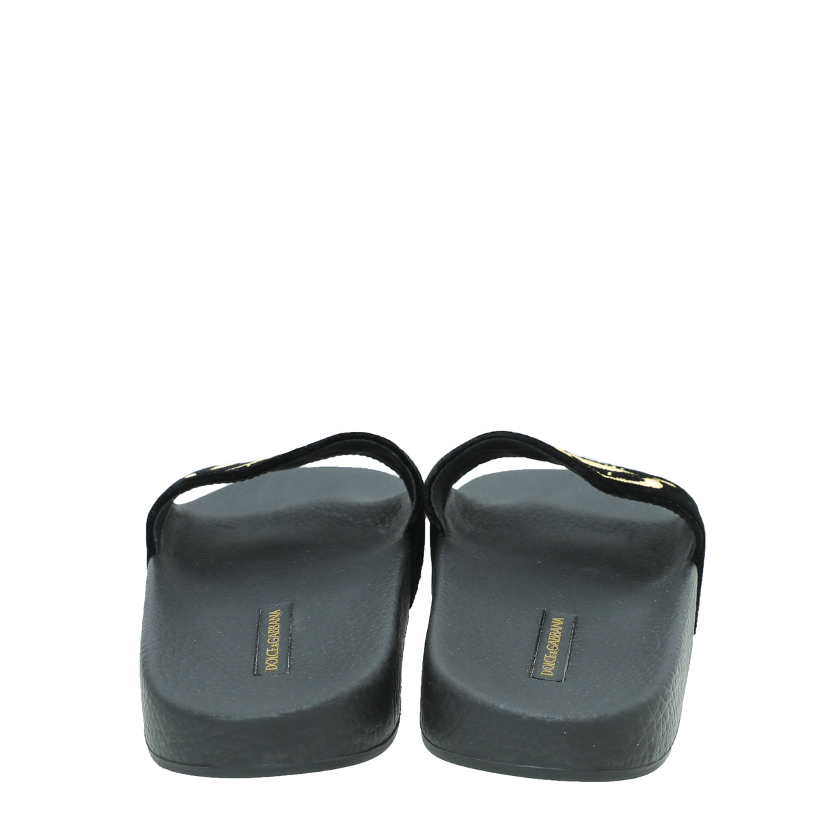 Dolce & Gabbana Black Velvet Luxury Hotel Slide Sandals 36