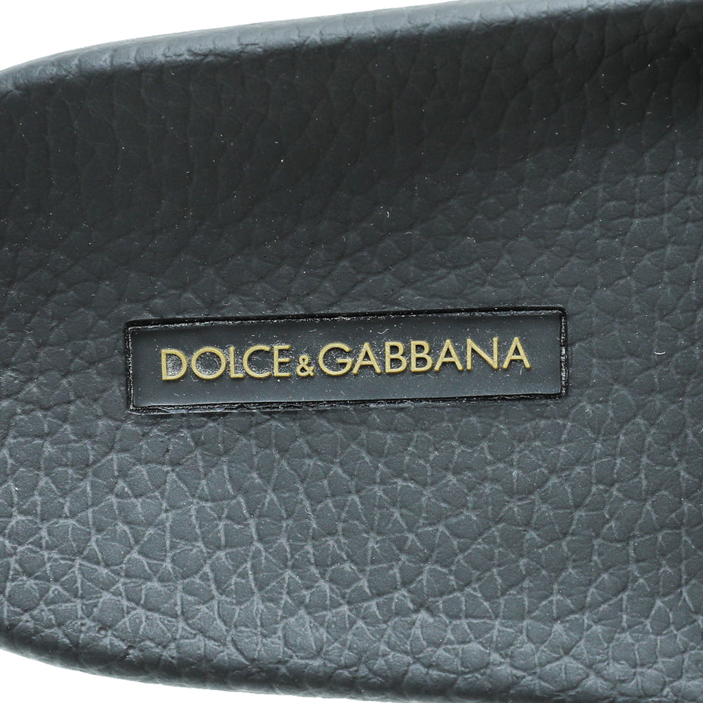Dolce & Gabbana Black Velvet Luxury Hotel Slide Sandals 36