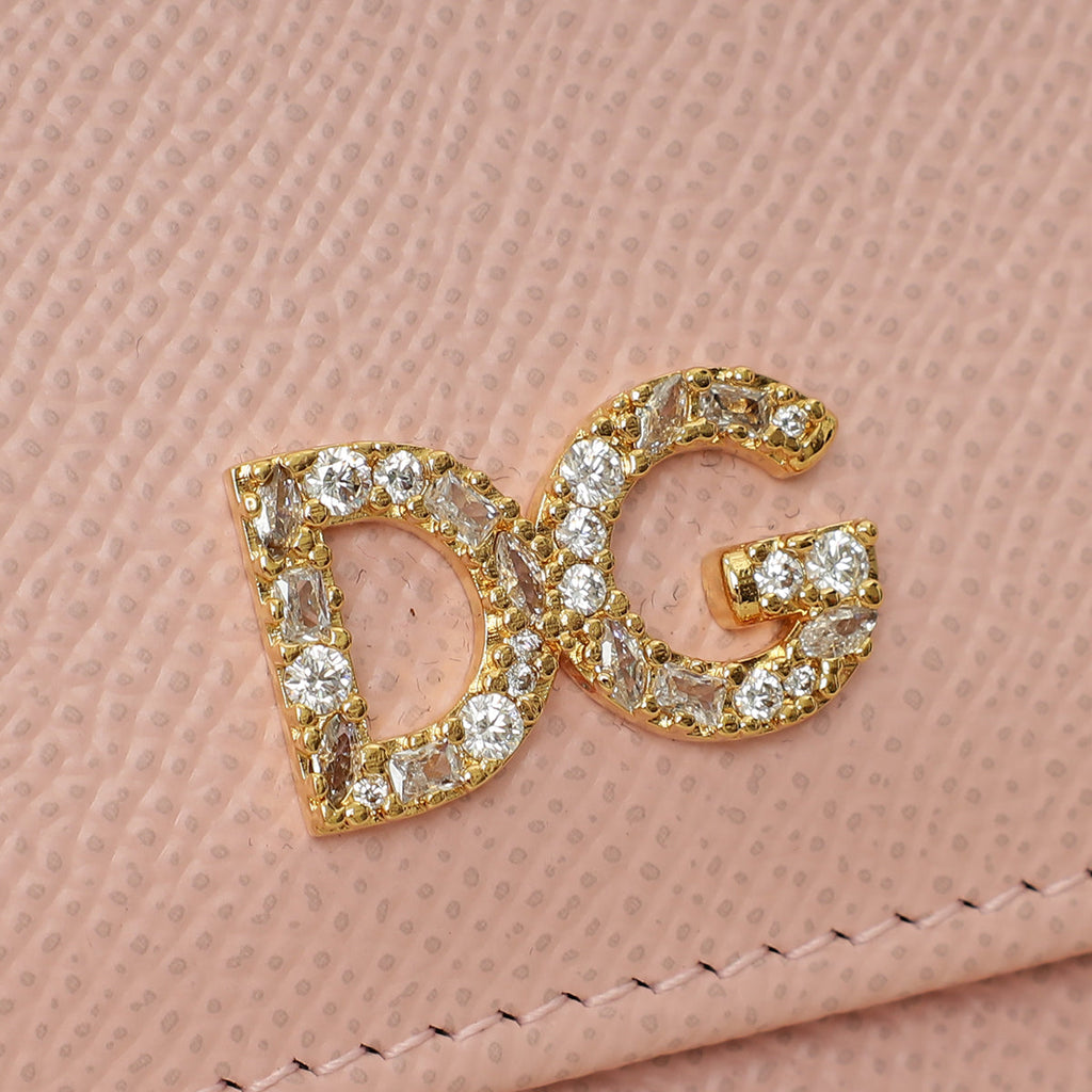 Dolce & Gabbana Pink DG Crystal Dauphine Flap Continental Wallet