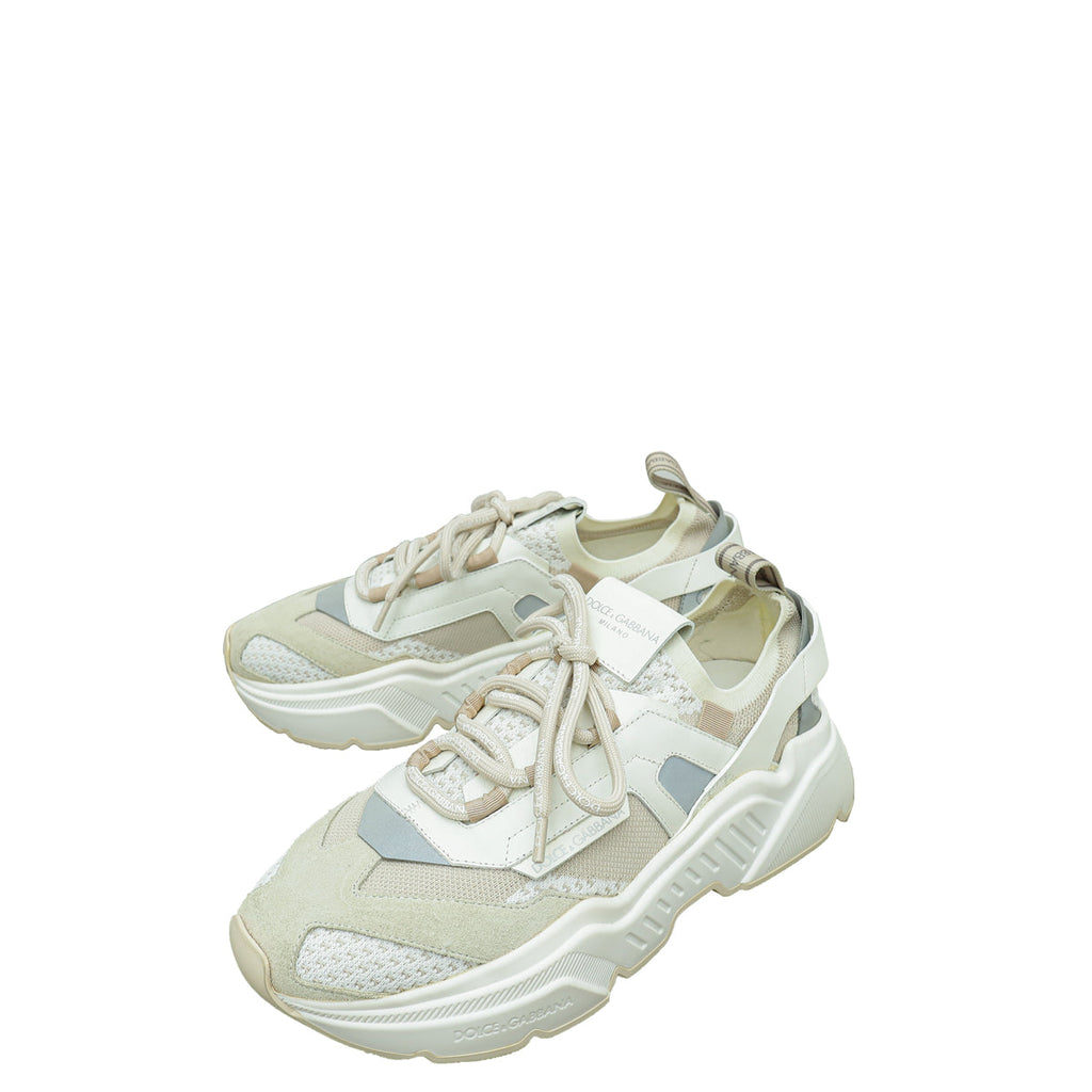 Dolce & Gabbana Beige Multicolor Daymaster Stretch Mesh Sneaker 39