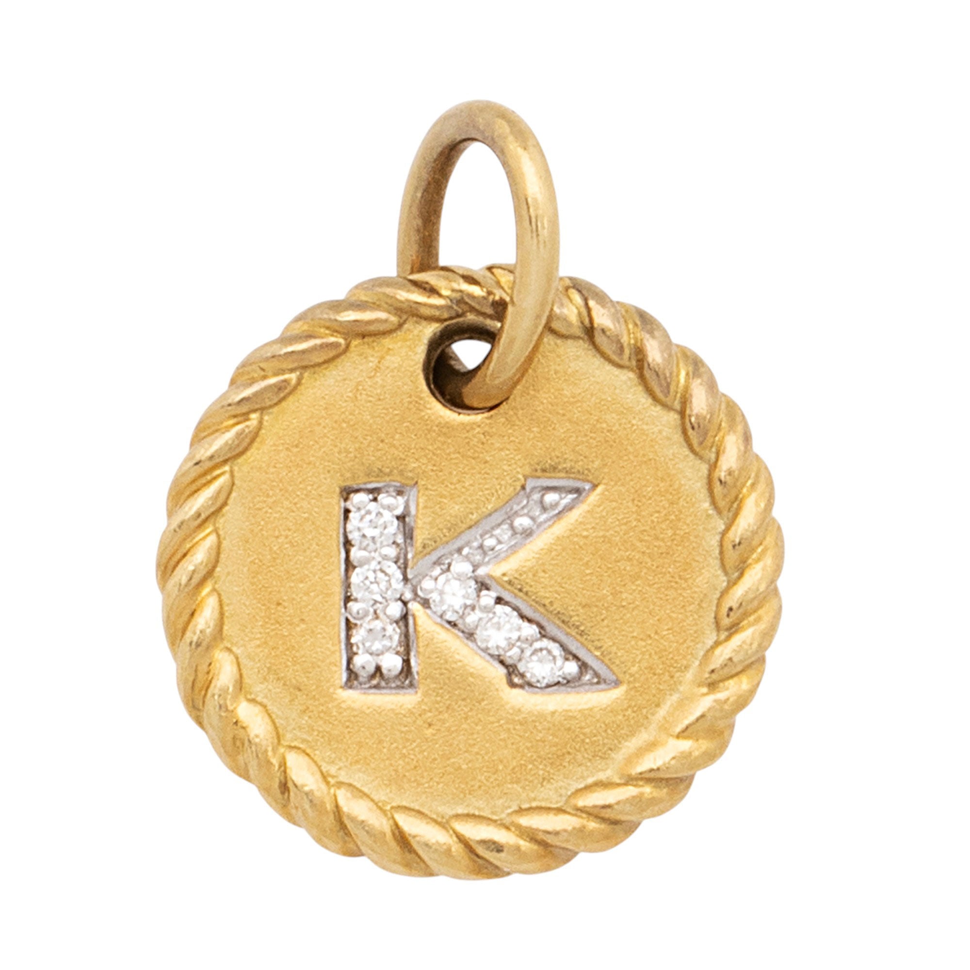 David Yurman 18k Gold Diamond Initial K Pendant