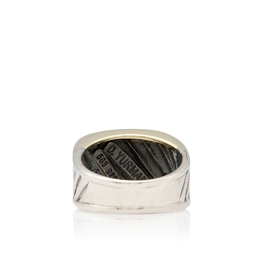 David Yurman Sterling Silver 14k Gold Cable Cigar Ring - Size 7 1/2