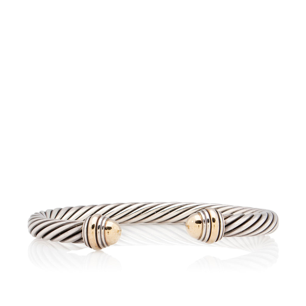 David Yurman Sterling Silver 14k Gold Cable Classics 7mm Bracelet