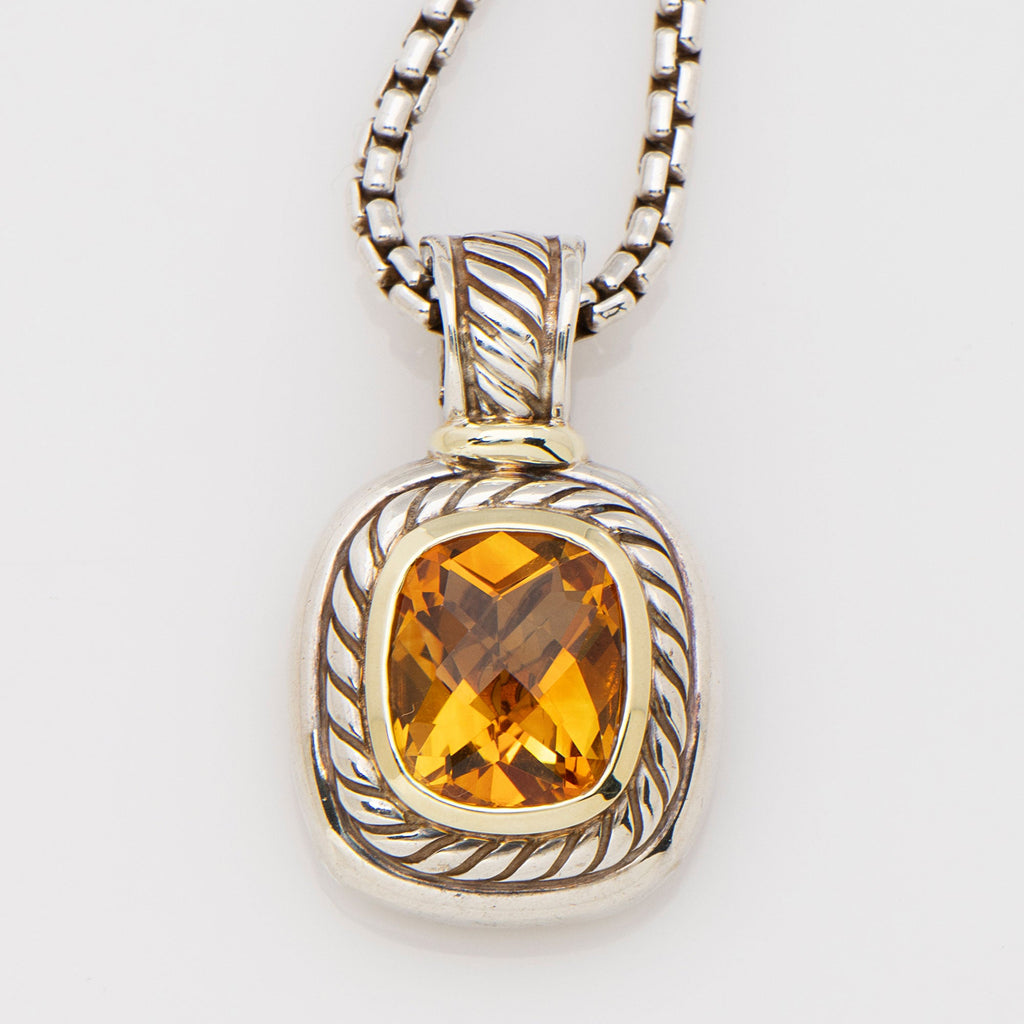 David Yurman Sterling Silver 14k Gold Citrine Albion Necklace