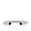 David Yurman Sterling Silver 14k Gold Onyx Cable Classics 7mm Cuff