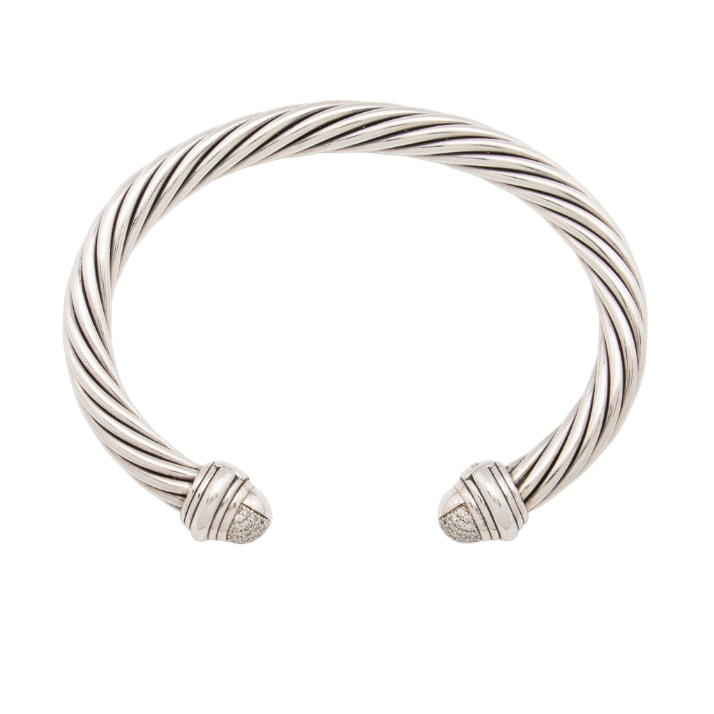 David Yurman Sterling Silver Diamond Cable Classics 7mm Cuff