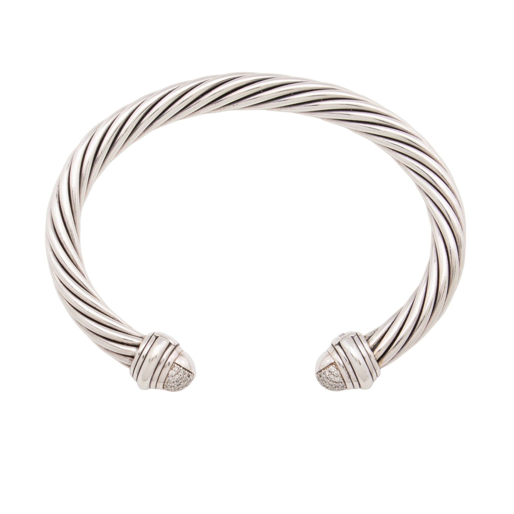 David Yurman Sterling Silver Diamond Cable Classics 7mm Cuff