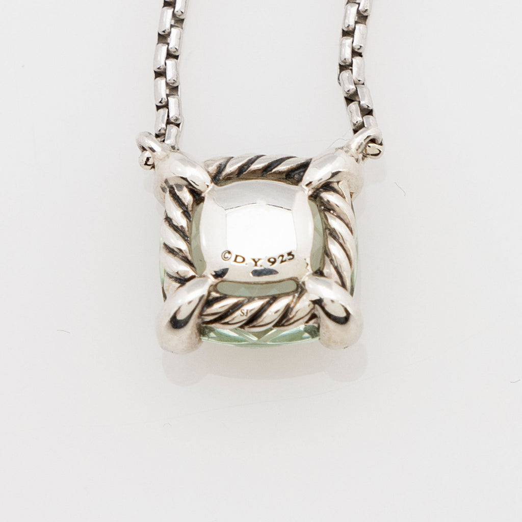 David Yurman Sterling Silver Diamond Prasiolite Petite Chatelaine 9mm Necklace