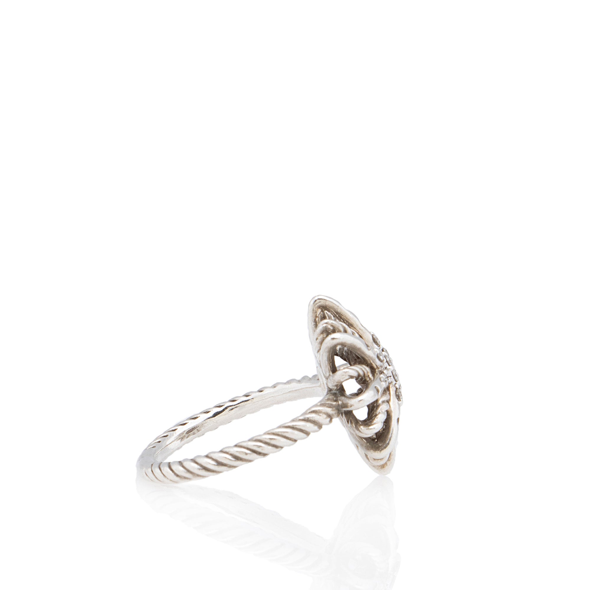David Yurman Sterling Silver Diamond Starburst Ring - Size 6 1/4