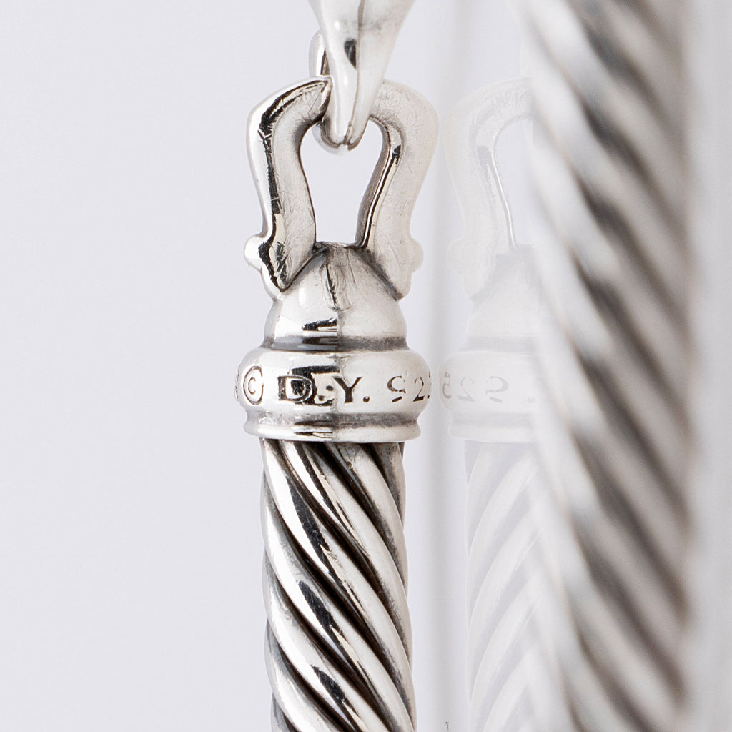 David Yurman Sterling Silver Pave Diamond Cable 5mm Buckle Bracelet