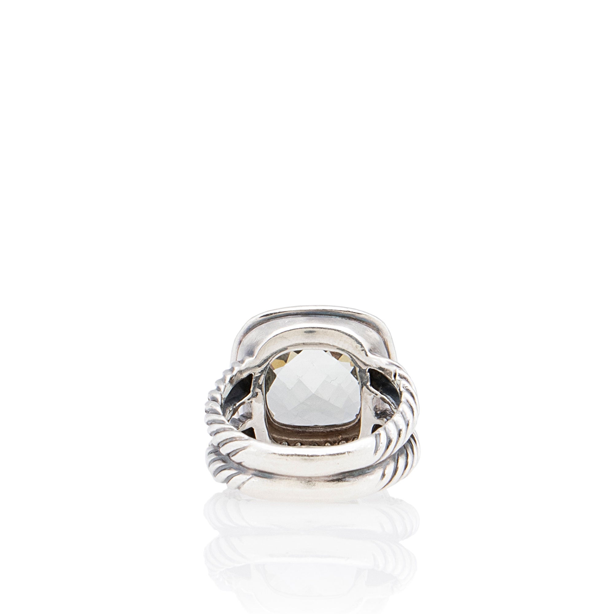 David Yurman Sterling Silver Prasiolite Diamond 11mm Albion Ring - Size 6