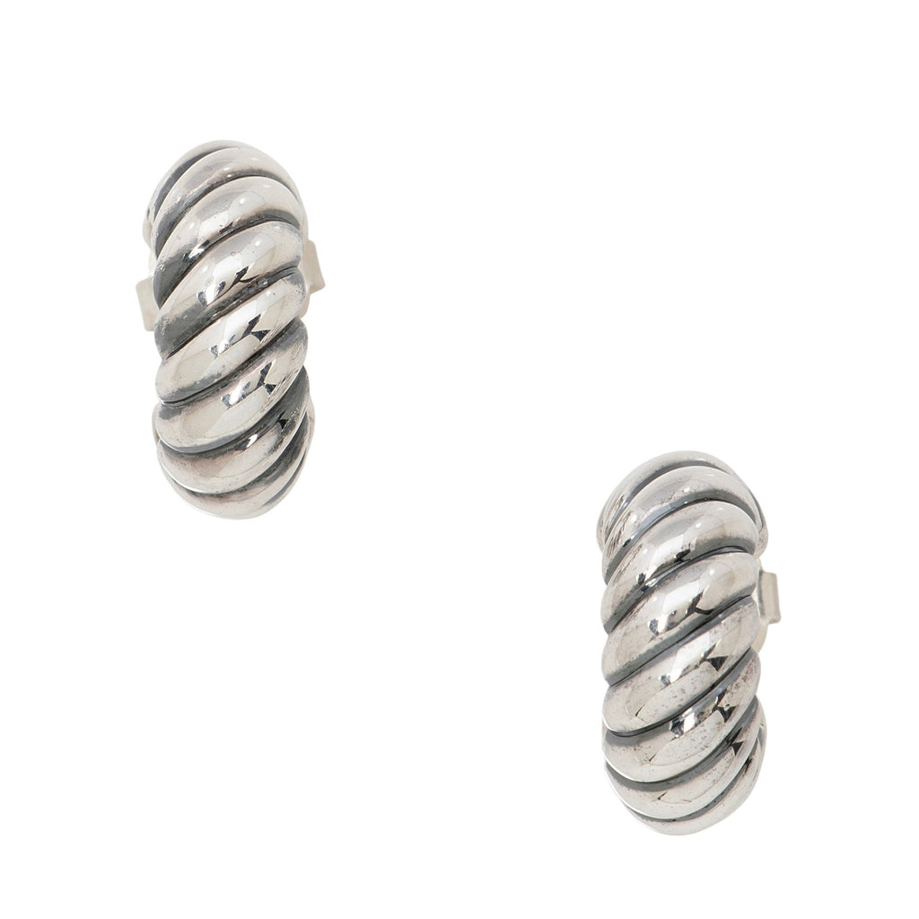 David Yurman Sterling Silver Sculpted Cable Shrimp 20.5mm Earrings