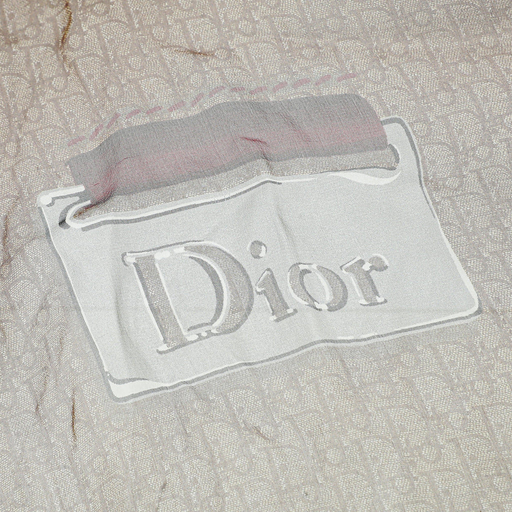 Christian Dior Bicolor Oblique Print Silk Scarf