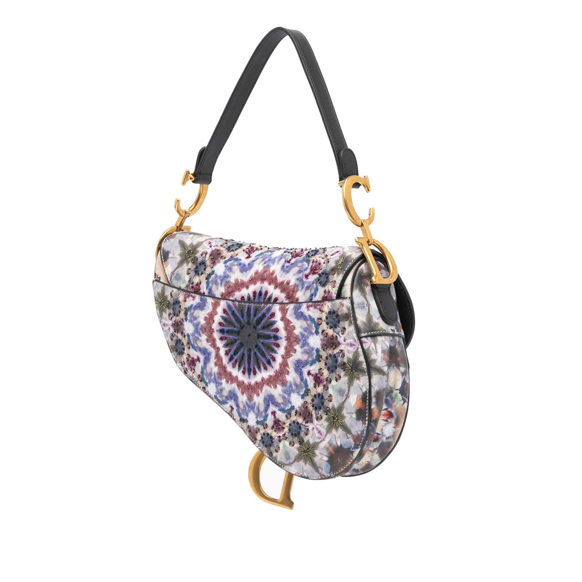 Dior Calfskin Kaleidiorscopic Embroidered Saddle Bag