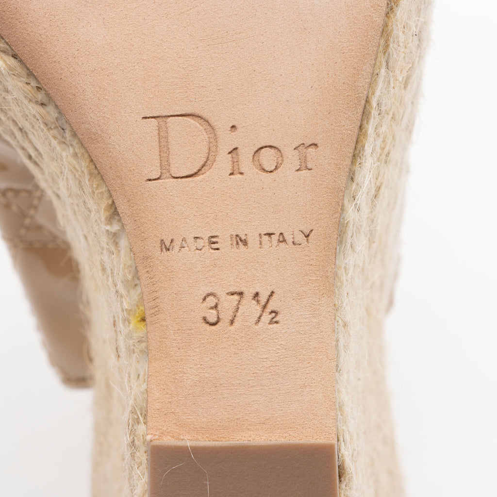 Dior Cannage Patent Leather Bow Espadrille Wedges - Size 7.5 / 37.5