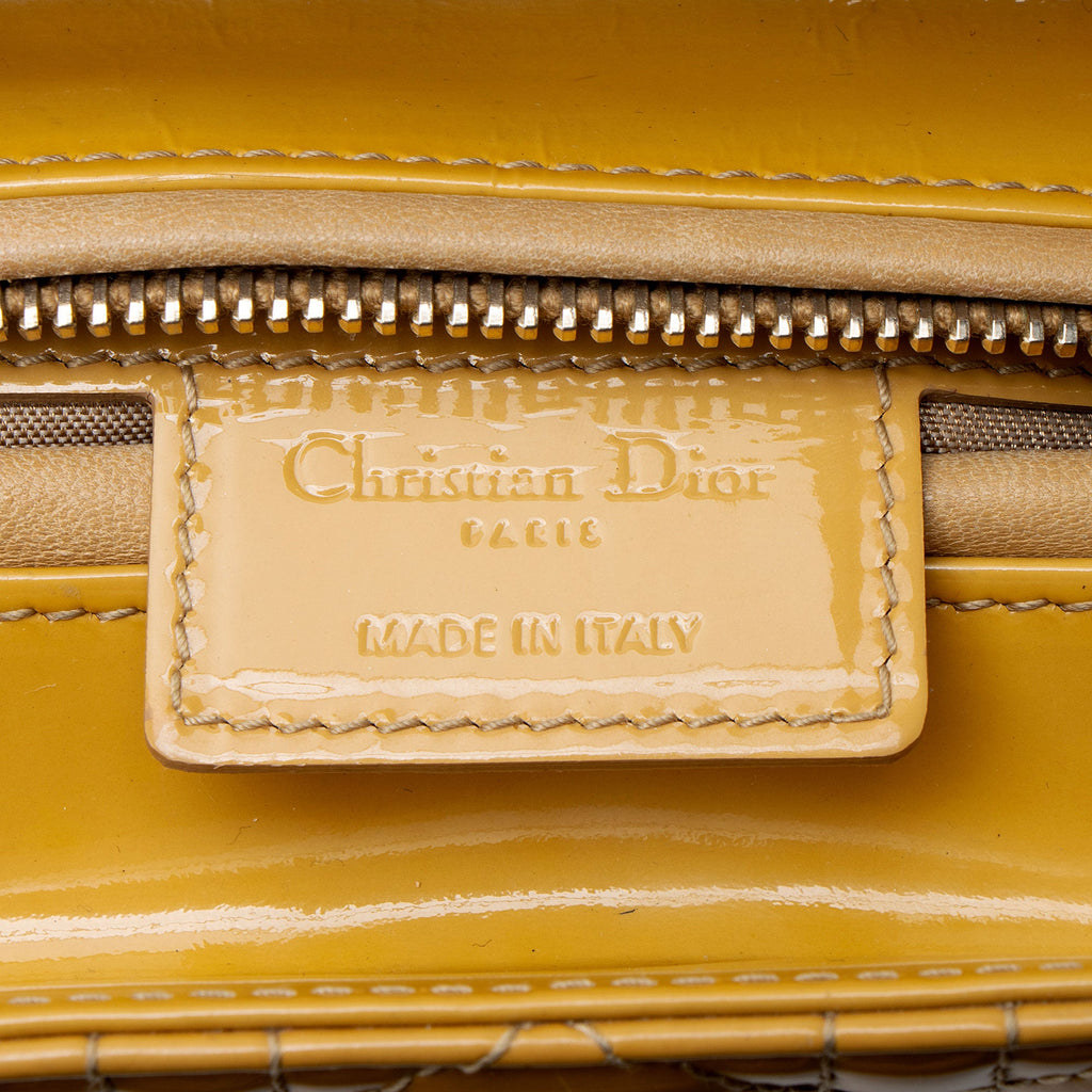 Dior Cannage Patent Leather Lady Dior Medium Tote
