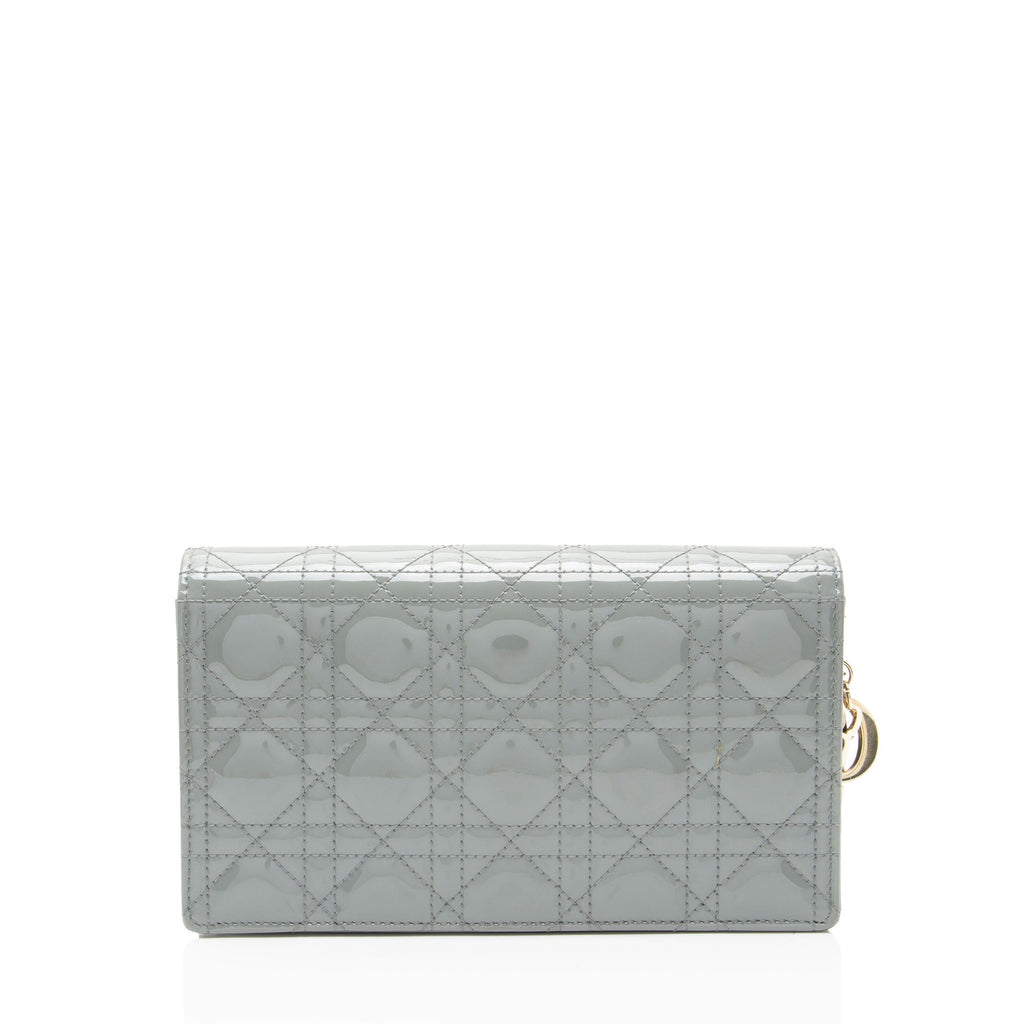 Dior Cannage Patent Leather Lady Dior Wallet on Chain