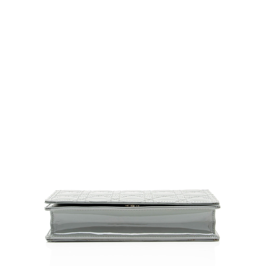 Dior Cannage Patent Leather Lady Dior Wallet on Chain