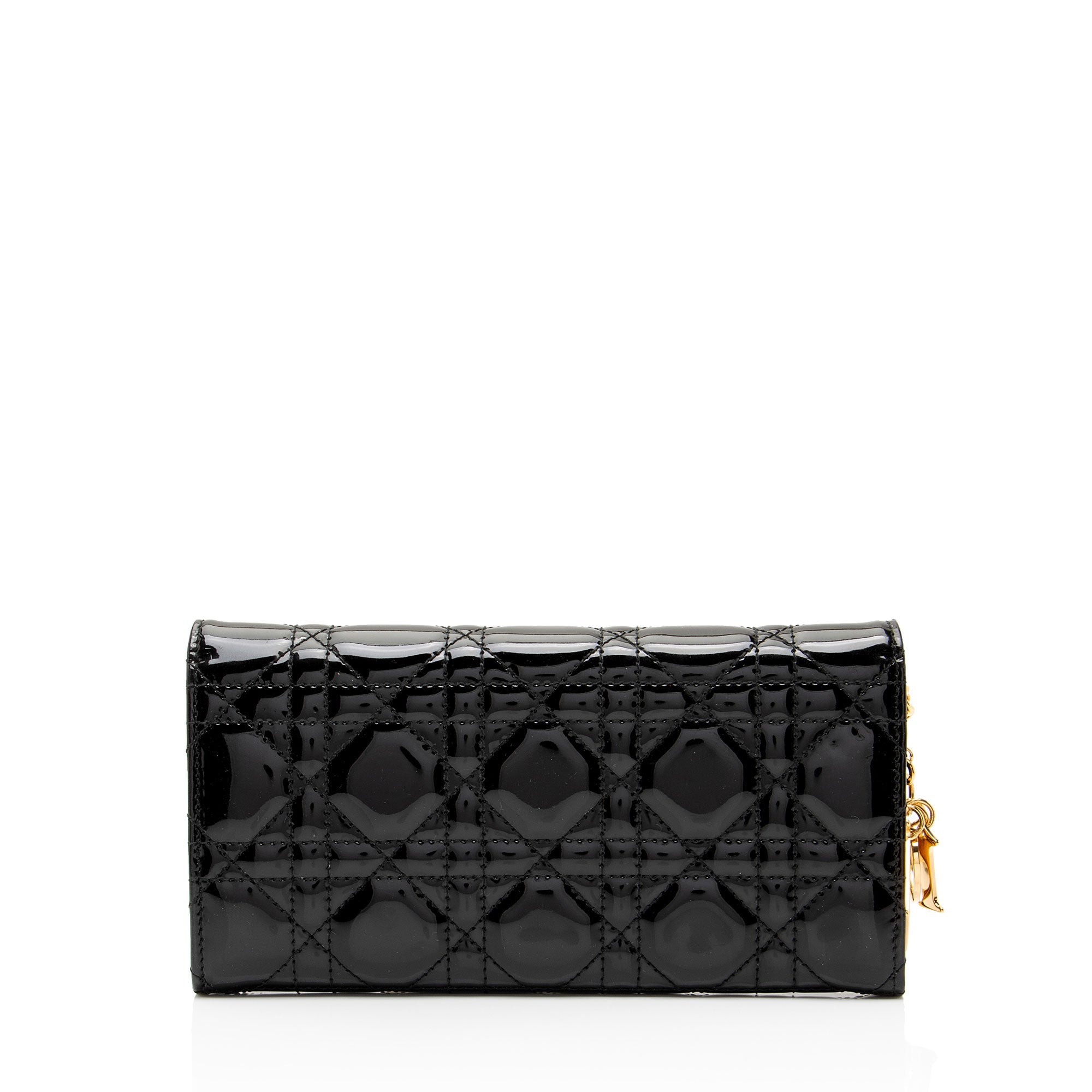 Dior Cannage Patent Leather Lady Dior Wallet on Chain