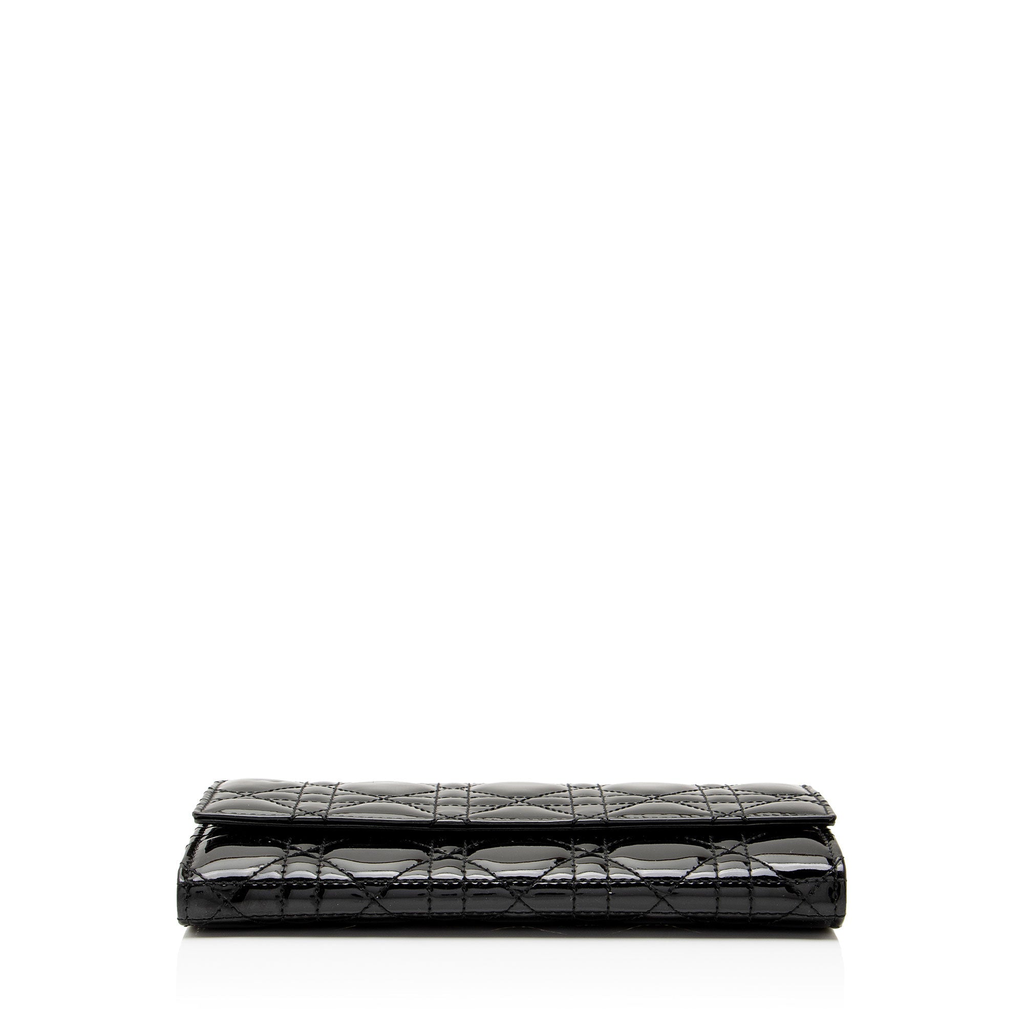 Dior Cannage Patent Leather Lady Dior Wallet on Chain