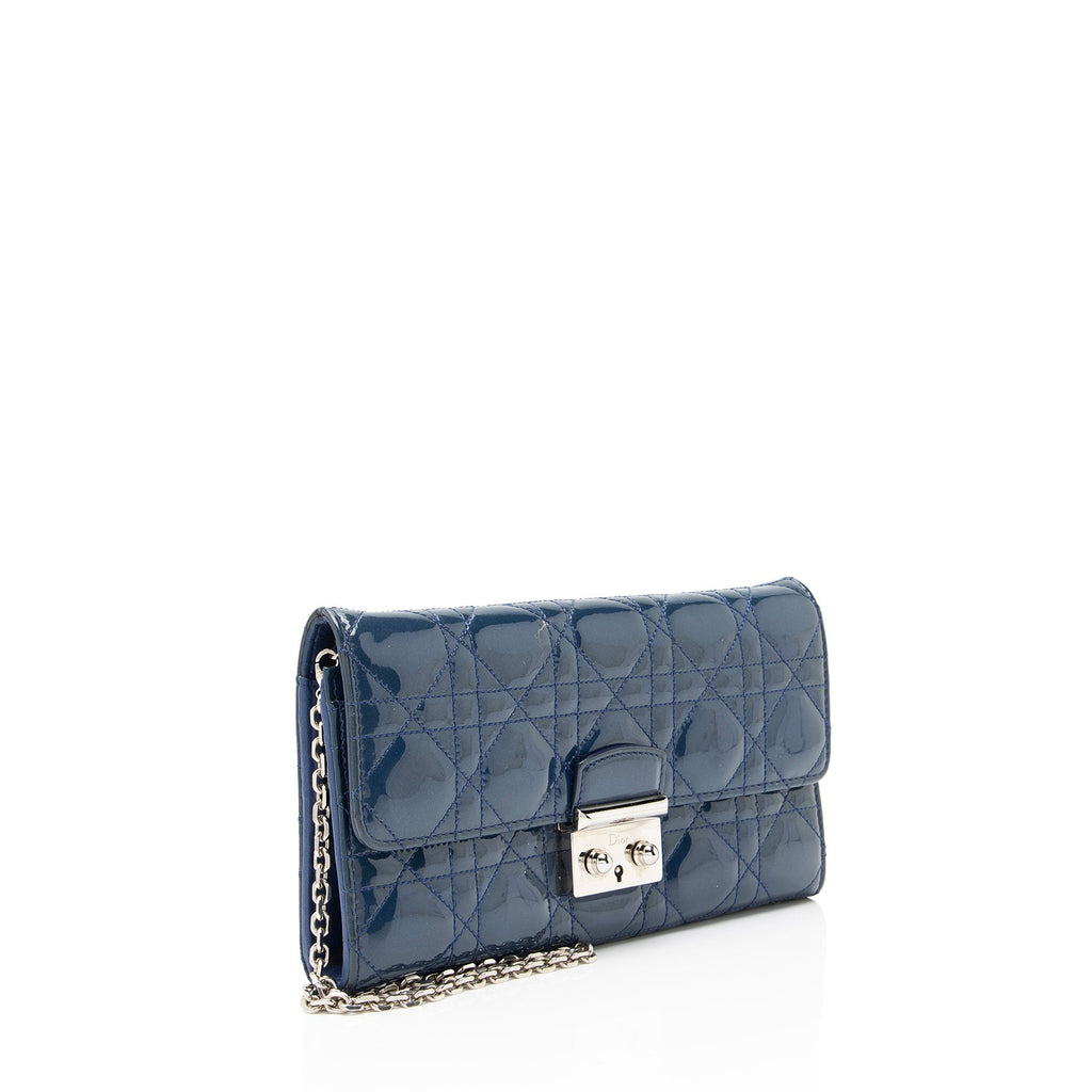 Dior Cannage Patent Leather Miss Dior Wallet on Chain