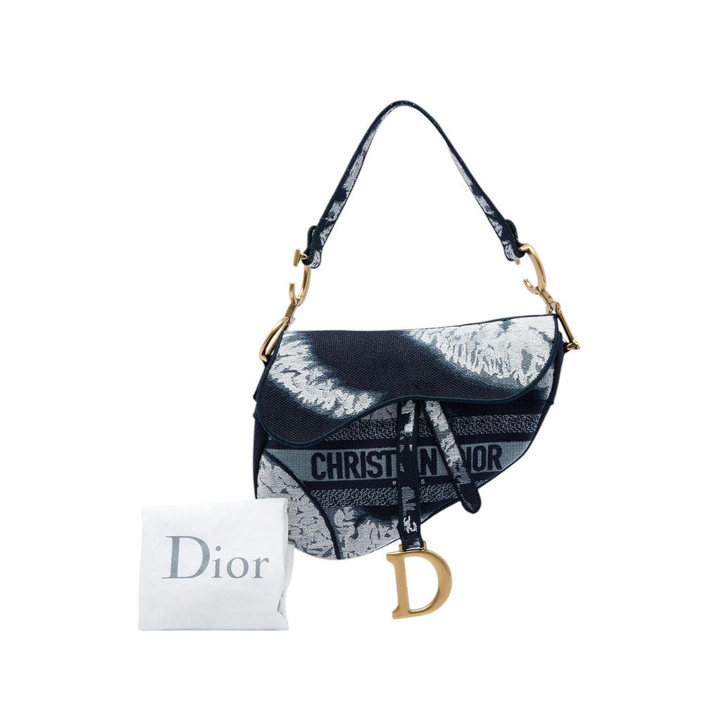 Dior Canvas Embroidered Tie Dye Saddle Bag