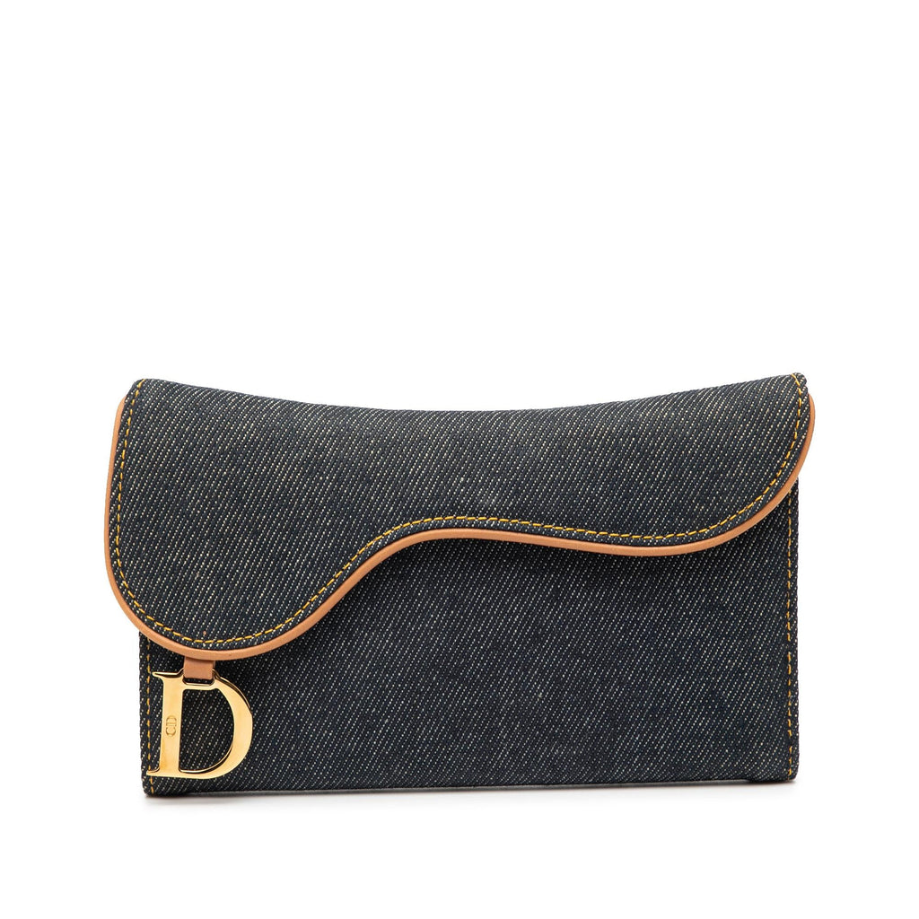 Dior Denim Saddle Trifold Continental Wallet