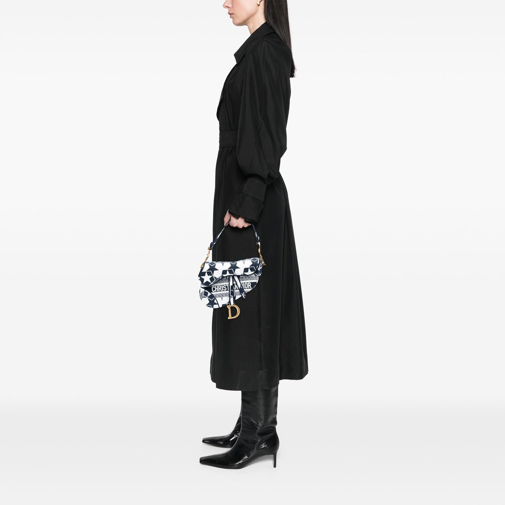 Dior Embroidered Canvas Stars Saddle Bag