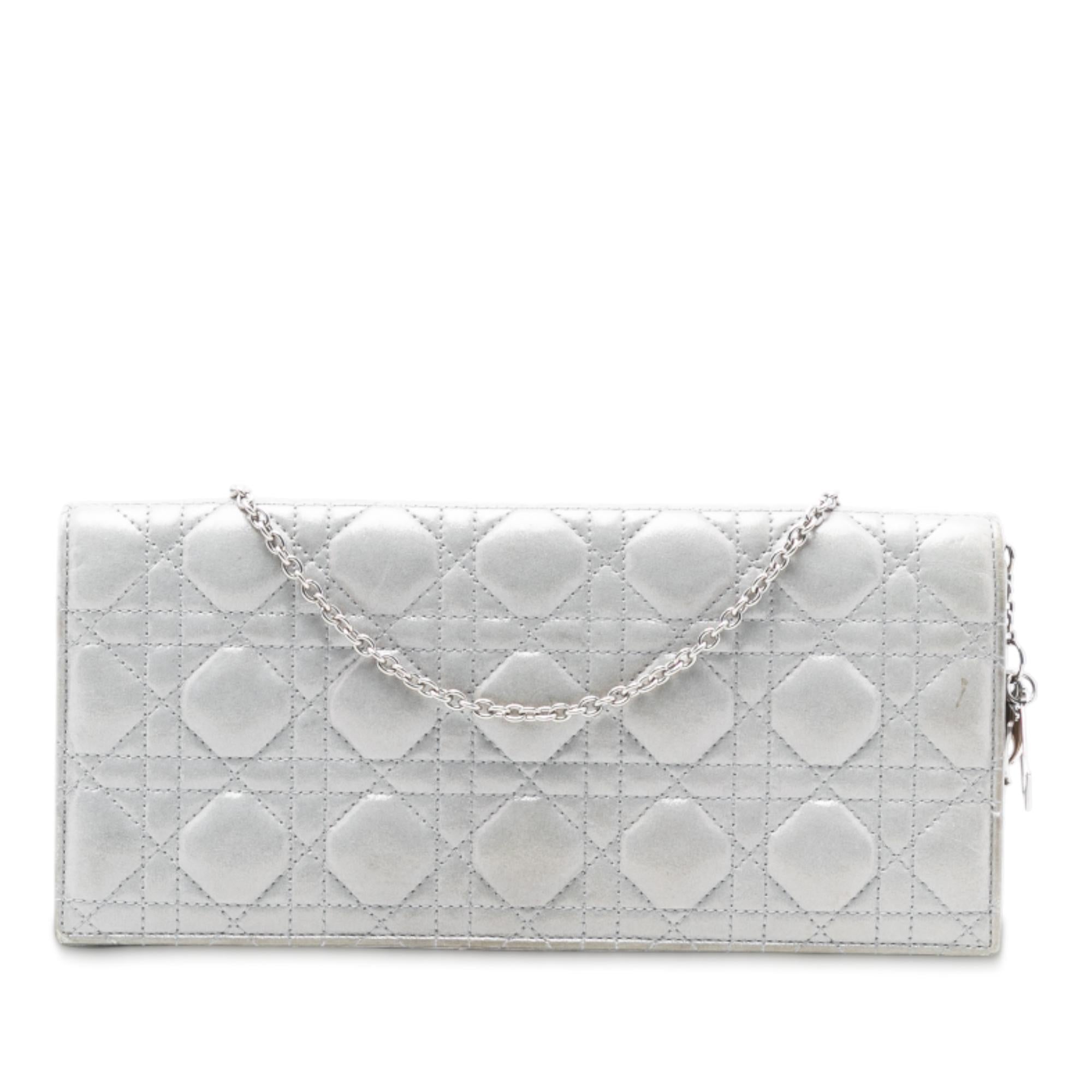 Dior Iridescent Lambskin Cannage Lady Dior Convertible Clutch