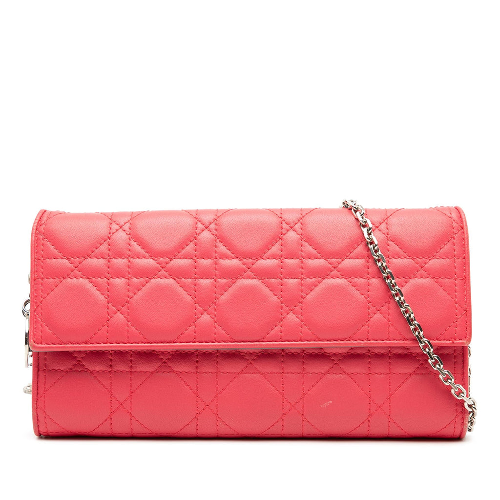 Dior Lambskin Cannage Lady Dior Wallet On Chain