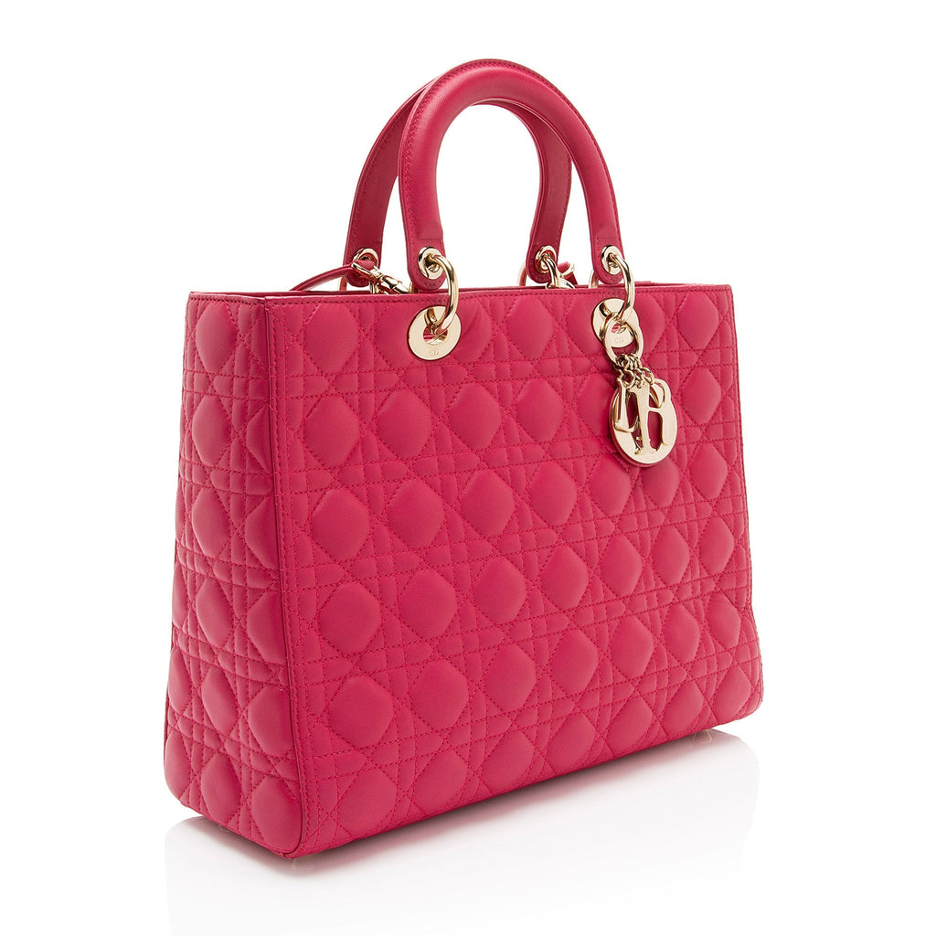 Dior Lambskin Lady Dior Large Tote (SHF-OVsaOG)