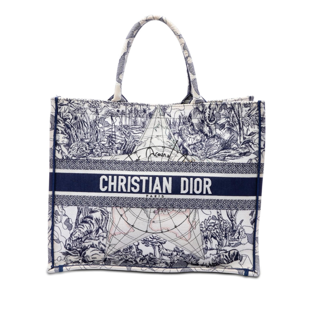 Dior Large Canvas Embroidered Around The World Book Tote