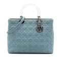 Dior Large Denim Cannage Acrylic Handles Lady Dior