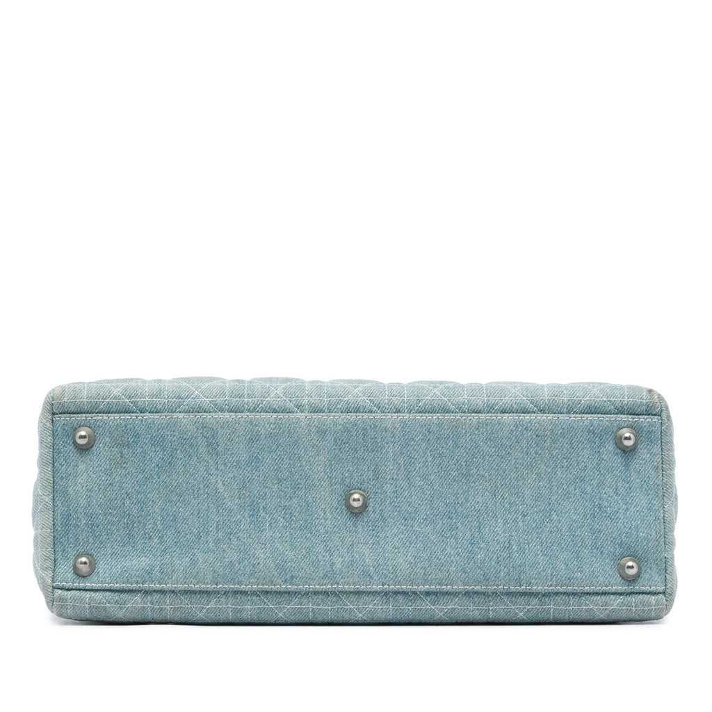 Dior Large Denim Cannage Acrylic Handles Lady Dior