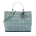Dior Large Denim Cannage Acrylic Handles Lady Dior