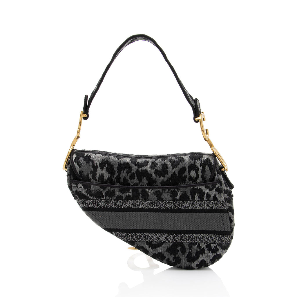 Dior Leopard Canvas Medium Saddle Bag