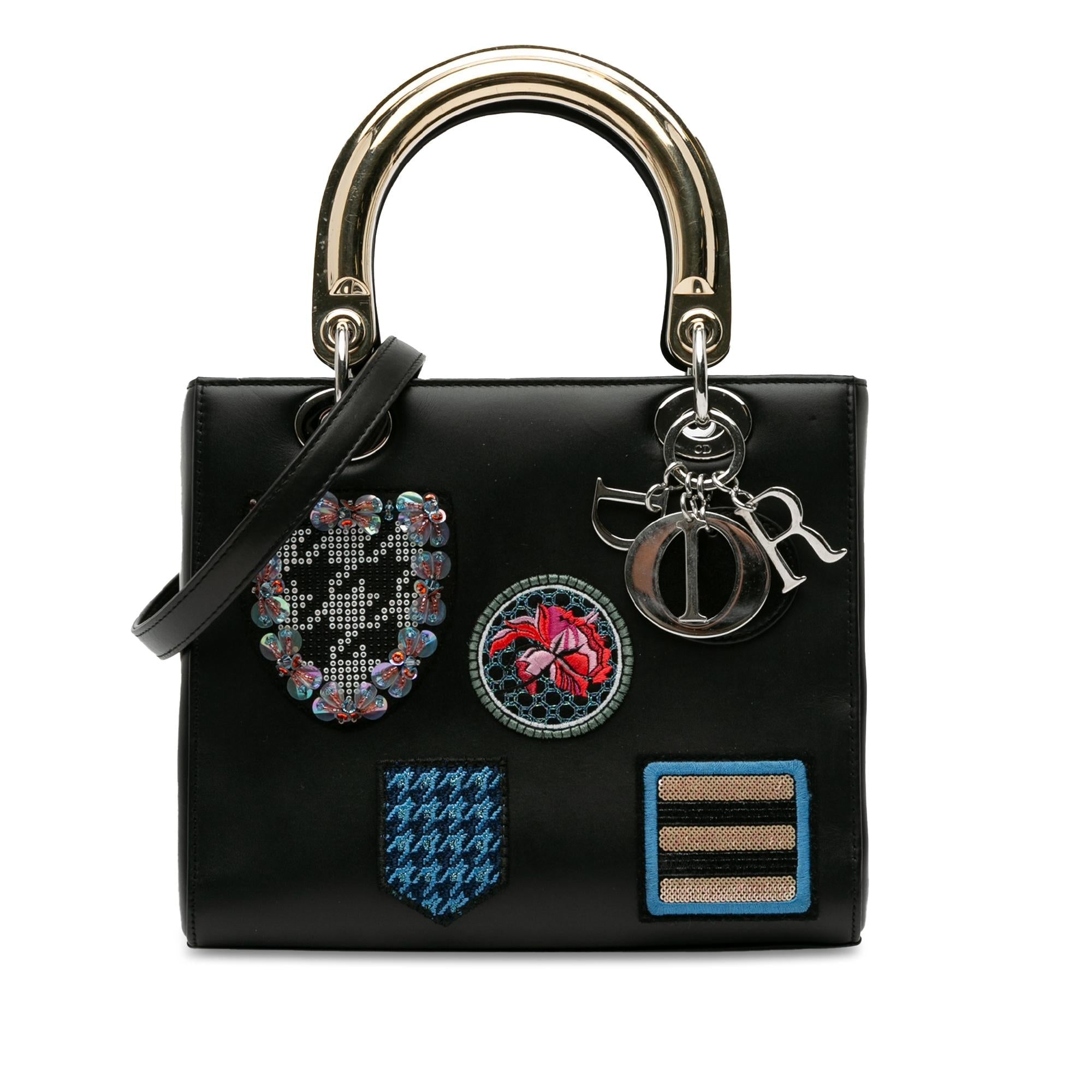 Dior Medium Calfskin Patch Embellished Lady Dior (SHG-GqmXKc)